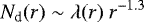 \begin{equation*}N_{\textrm{d}}(r) \sim \lambda(r)~r^{-1.3} \end{equation*}
