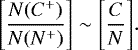 \begin{equation*}\Bigg[\frac{ N(C^{&#x002B;})}{N(N^{&#x002B;})} \Bigg] \sim \Bigg[\frac{C}{N} \Bigg]. \end{equation*}