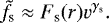 \begin{eqnarray*} \tilde{f}_{\textrm{s}} \approx F_{\textrm{s}}(r) v^{\gamma_{\textrm{s}}}.\end{eqnarray*}