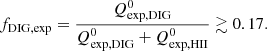 $$ \begin{aligned} f_{\rm DIG,exp} = \frac{Q^0_{\rm exp,DIG}}{Q^0_{\rm exp,DIG} + Q^0_{\rm exp,HII}} \gtrsim 0.17. \end{aligned} $$