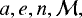 $a, e, n, \cal{M,}$