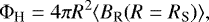 \begin{align*} \Phi_{\textrm{H}} = 4\pi R^2 \langle B_{\textrm{R}}(R=R_{\textrm{S}})\rangle,\end{align*}