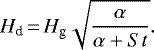 \begin{equation*}H_{\textrm{d}}\,{=}\,H_{\textrm{g}}\sqrt{\frac{\alpha}{\alpha + St}}.\end{equation*}