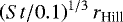 $\left(St/0.1\right)^{1/3}r_{\textrm{Hill}}$