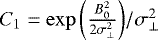 $C_1 = \exp{\left(\frac{B_0^2}{2\sigma_{\perp}^2}\right)}/\sigma_{\perp}^2$