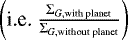 $\left(\text{i.e.}\ \frac{\Sigma_{G,\text{with planet}}}{\Sigma_{G,\text{without planet}}}\right)$