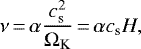 \begin{equation*}\nu\,{=}\,\alpha\frac{c_{\textrm{s}}^2}{\Omega_{\textrm{K}}}\,{=}\,\alpha c_{\textrm{s}} H,\end{equation*}