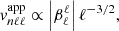 $$ \begin{aligned} {v}_{n\ell \ell }^\mathrm{app}\propto \left|\beta _\ell ^\ell \right| \ell ^{-3/2}, \end{aligned} $$