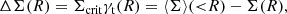 $$ \begin{aligned} \Delta \Sigma (R) = \Sigma _{\rm crit} \gamma _{\rm t}(R) = \langle \Sigma \rangle ({ < }R) - \Sigma (R) , \end{aligned} $$