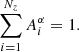 $$ \begin{aligned} \sum _{i=1}^{N_z} A_i^\alpha = 1. \end{aligned} $$