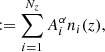 $$ \begin{aligned}&:= \sum _{i=1}^{N_z} A_i^\alpha n_i(z), \end{aligned} $$