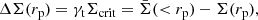 $$ \begin{aligned}&\Delta \Sigma (r_{\rm p}) = \gamma _{\rm t}\Sigma _{\rm crit} = \bar{\Sigma }(< r_{\rm p}) - \Sigma (r_{\rm p}), \end{aligned} $$