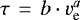 $\tau~\,{=}\,~b \cdot v_{\textrm{e}}^a$