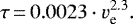 \begin{equation*}\tau\,{=}\,0.0023 \cdot v_{\textrm{e}}^{2.3}.\end{equation*}