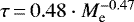 $\tau\,{=}\,0.48 \cdot M_{\textrm{e}}^{-0.47}$