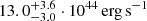 $ 13.0^{+3.6}_{-3.0}\cdot10^{44}\,\mathrm{erg\,s}^{-1} $
