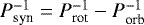 $P_{\textrm{syn}}^{-1} = P_{\textrm{rot}}^{-1} - P_{\textrm{orb}}^{-1}$