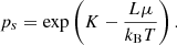 $$ \begin{aligned} p_s = \exp \left( K - \frac{L \mu }{k_{\rm B} T} \right). \end{aligned} $$