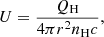 $$ \begin{aligned} U = \frac{Q_{\mathrm{H}}}{4\pi r^2n_{\mathrm{H}}c}, \end{aligned} $$