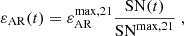 $$ \begin{aligned} \varepsilon _\mathrm{AR} (t) = \varepsilon ^{\mathrm{max} ,21}_{\rm AR}\frac{{\mathrm{SN} }(t)}{{\mathrm{SN} }^{\mathrm{max} ,21}} \;, \end{aligned} $$