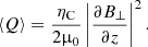 $$ \begin{aligned} \langle Q \rangle = \frac{\eta _{\rm C}}{2\upmu _{0}}\left|\frac{\partial B_{\perp }}{\partial z} \right|^{2}. \end{aligned} $$