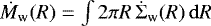 $\dot{M}_{\textrm{w}} (R)=\int2\pi R\,\dot{\Sigma}_{\textrm{w}}(R)\,\mathrm{d}R$