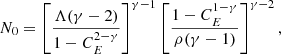 $$ \begin{aligned}&N_0=\left[\frac{\Lambda (\gamma -2)}{1-C_E^{2-\gamma }}\right]^{\gamma -1}\left[\frac{1-C_E^{1-\gamma }}{\rho (\gamma -1)}\right]^{\gamma -2}, \end{aligned} $$