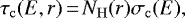 \begin{equation*} \tau_{\mathrm{c}}(E,r)\,{=}\,N_{\mathrm{H}}(r)\sigma_{\mathrm{c}}(E), \end{equation*}