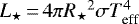 $L_{\star}\,{=}\,4 \pi R{_{\star}}^2 \sigma T_{\textrm{eff}}^4$