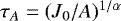 $\tau_{A}=(J_0/A)^{1/\alpha}$