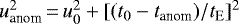 $u_{\textrm{anom}}^2\,{=}\,u_0^2 &#x002B; [(t_0-t_{\textrm{anom}})/t_{\textrm{E}}]^2$
