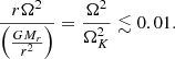 $$ \begin{aligned} {r\Omega ^2\over \left({GM_r\over r^2}\right)}={\Omega ^2\over {\Omega _K^2}}\lesssim 0.01 .\end{aligned} $$
