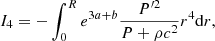 $$ \begin{aligned}&I_4=-\int _0^Re^{3a+b}{P^{\prime 2}\over P+\rho c^2}r^4{{\mathrm{d} }r} ,\end{aligned} $$