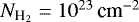 $N_{\textrm{H}_2} = 10^{23}\, \textrm{cm}^{-2}$