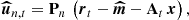 $$ \begin{aligned} {\boldsymbol{\widehat{u}}}_{n,t} = \mathbf{P }_n\, \left({{\boldsymbol{r}}_t - {\boldsymbol{\widehat{m}}} - \mathbf{A }_t\,{\boldsymbol{x}}}\right), \end{aligned} $$