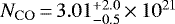 $N_{\mathrm{CO}}\,{=}\,3.01^{+2.0}_{-0.5} \,{\times}\,10^{21}$