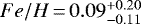 $Fe/H\,{=}\,0.09^{+ 0.20 }_{- 0.11 }$