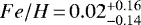 $Fe/H\,{=}\,0.02^{+ 0.16 }_{- 0.14 }$
