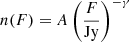 $ n(F) = A \left(\frac{F}{\mathrm{Jy}}\right)^{-\gamma} $