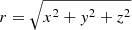 $ r =\sqrt{x^2+{y}^2+z^2} $