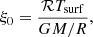 $$ \begin{aligned} \xi _0 = \frac{\mathcal{R} T_{\rm surf}}{GM/R}, \end{aligned} $$