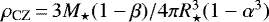 $ \rho_{\text{CZ}}\,{=}\,3M_{\star}(1 - \beta)/4\pi R_{\star}^3 (1-\alpha^3)$