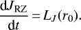 \begin{equation*}\frac{\textrm{d}J_{\textrm{RZ}}}{\textrm{d}t}\,{=}\,L_J(r_0).\end{equation*}