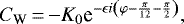 \begin{equation*}C_{\textrm{W}}\,{=}\,{-} K_0 \textrm{e}^{-\epsilon i\left(\varphi-\frac{\pi}{12}-\frac{\pi}{2}\right)},\end{equation*}