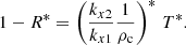 $$ \begin{aligned} 1-R^*=\left(\frac{k_{x2}}{k_{x1}}\frac{1}{\rho _{\rm c}}\right)^*\,T^*. \end{aligned} $$