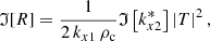 $$ \begin{aligned} \mathfrak{I} [R] = \frac{1}{2\,k_{x1}\, \rho _{\rm c}} \mathfrak{I} \left[k_{x2}^*\right] \left|T\right|^2, \end{aligned} $$