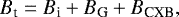 \begin{eqnarray*} B_{\textrm{t}}=B_{\textrm{i}}+B_{\textrm{G}}+B_{\textrm{CXB}}, \end{eqnarray*}