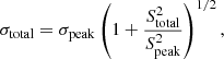 $$ \begin{aligned}&\sigma _{\rm total} = \sigma _{\rm peak}\left(1+ \frac{S_{\rm total}^2}{S_{\rm peak}^2}\right)^{1/2},\end{aligned} $$
