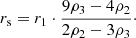$$ \begin{aligned} r_\mathrm{s} = r_1 \cdot \frac{9\rho _3-4\rho _2}{2\rho _2-3\rho _3}\cdot \end{aligned} $$