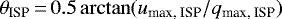 \begin{equation*} \theta_{\textrm{ISP}}\,{=}\,0.5\arctan(u_{\textrm{max, ISP}} / q_{\textrm{max, ISP}}) \end{equation*}